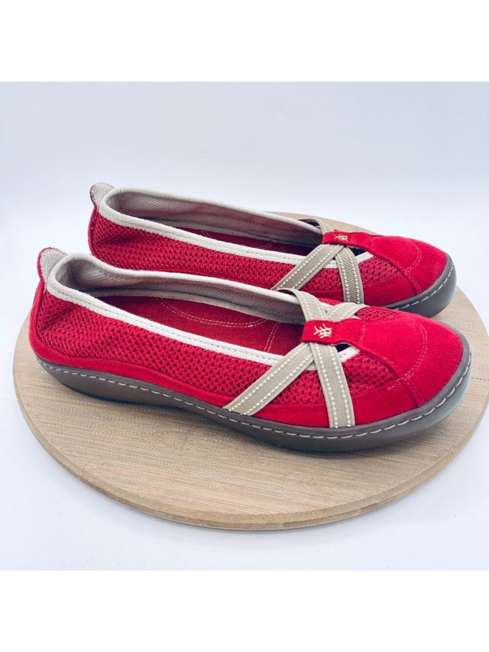 Terrasoles Echo Shoes Womens 9 Red Wool Cross Cross Sporty Flats